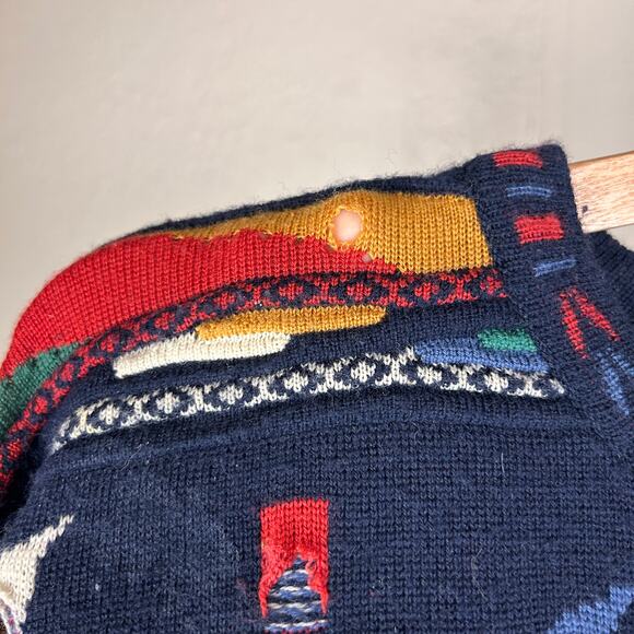 Meeroo Coogi Style Vintage 3D Cable Knit Crazy Large Kangaroo Sweater - Picture 4 of 7